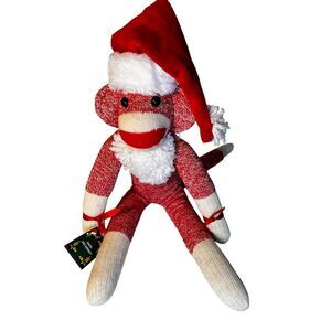Ozark Mountain Kids Christmas Red Sock Monkey Plush Toy New With Tags